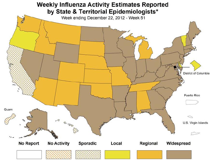 Data collected in ILINet may disproportionately represent certain populations within a state, and therefore, may not accurately depict the full picture of influenza activity for the whole state.