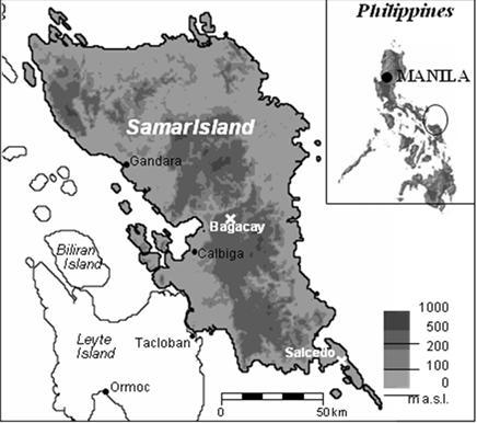 164 Navarrete and Asio Materials and Methods Study Site The study was conducted in Samar, the 4 th largest island member of the Philippine archipelago (Fig. 1).