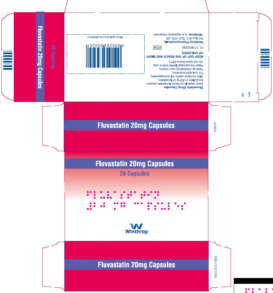 Carton with Braille (20 mg): MHRA PAR; FLUVASTATIN 20