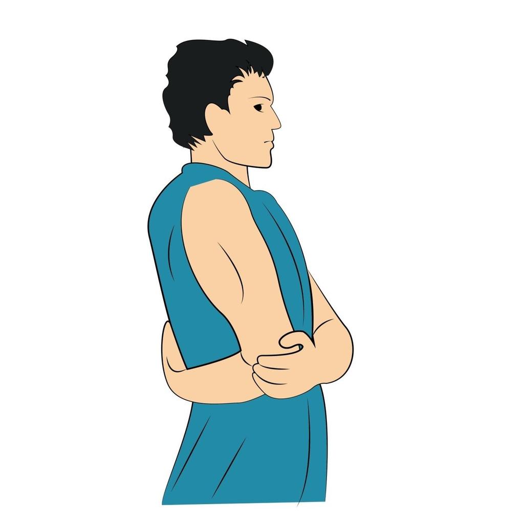 Stretch - Left Posterior Cuff Hold Details: Same as the right arm here. Still requires some flexibility. If you do not feel comfortable doing that's ok. You can skip it.