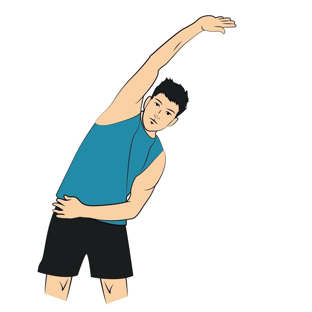 Stretch - Left Arm Extension and Hold Details: Same as the right arm here. If you are holding this poses for 10 seconds, you should feel a sweat by now. This stretch is simple yet effective.