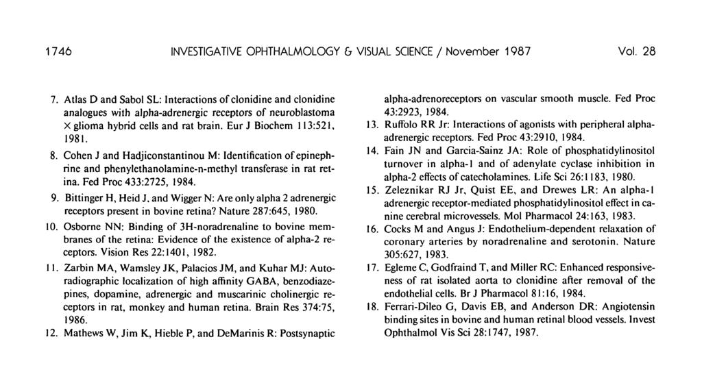 1746 INVESTIGATIVE OPHTHALMOLOGY 6 VISUAL SCIENCE November 1987 Vol. 28 7.
