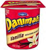 YOGURT DANIMALS VANILLA WITH OTHER NATURAL FLAVORS NONFAT TRANS-FAT-FREE SS YOGURT DNMLS VAN NF 2733 Product Last Saved Date:04 June 2015 Nutrition Facts Serving Size: 113 GR Servings Per Container: