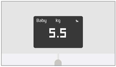 The weight of your baby will be automatically detected by the scale. Important: your baby must weigh between 7 and 33 lbs (3 and 15 kg) to be detected by the scale.