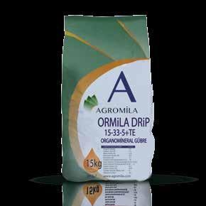 ORMİLADRİP(15.33.5) +TE +Humic Fulvic +Organic matter ORMİLADRİP (15.33.5) is the first and only Organomineral Drip fertilizer in Turkey with its NPK + Trace elements and its chelated structure.