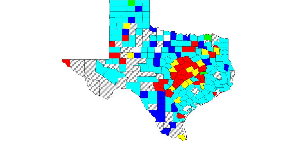 Statewide Activity Map Figure 5: Texas Map Displaying the Highest Level of or ILI Activity Reported by County for the Week