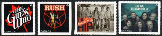 CANADA 2013 CANADIAN RECORDING ARTISTS Mint - Unused,NH - Used No. Description Sheet VF F-VF F-VF 2655 (63 ) The Tragically Hip, Rush, Beau Dommage, The Guess Who Souvenir Sheet of 4... 8.75 7.00 6.