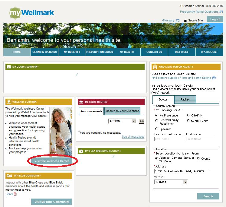 WELLNESS ASSESSMENT Wellmark Wellness Center Powered by WebMD Click Visit the