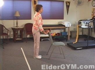 23 Heel Raises (click to see Video demonstration) Stand, using a