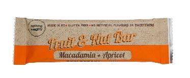 Apricot & Macadamia Fruit & Nut Bar Apricot & Macadamia Bar Ingredients: Dates (45%), Apricots (40%) Macadamia Nuts (15%) Allergen Information: Contains: Sulphites and Macadamia Nuts per package: 1