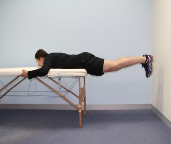 2. Double Leg Hold To test the endurance of the lumbar extensors and gluteal muscles.