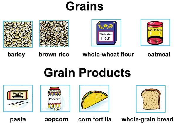 (teacher) Sample question: What grain foods are you familiar with and how do you prepare them? Grain products are foods such as breads, cereals, rice and pasta.