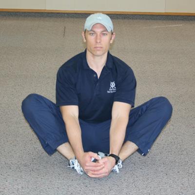 Groin Sitting Butterfly stretch - (2 x 15 second hold) Description: In a