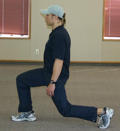 Body Part - Hips Exercise - Lunges Description: Take a step forward from an upright standing position, bend the front knee forwards (not past the toes)