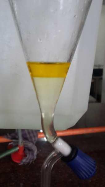 5ml of acetone was added slowly at regular intervals. The solvents were collected separately and the process was repeated with the sample again for double extraction.