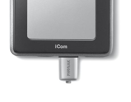 FM compatibility icom also offers FM accessibility when a Phonak FM receiver is connected, refer to picture below.