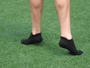 Toe walking helps to develop the eccentric (support) strength and mobility in the muscles of the foot and calf, as well as the plantar fascia and Achilles tendon.