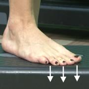 Static toe flexion With the feet flat on the floor, press the toes downwards into the floor.