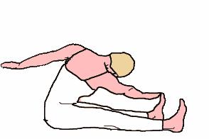 Twist your spine, lower the back arm and look at it as you reach your pinky finger past the little toe; reach and exhale; reach further and exhale; reach further again and exhale.