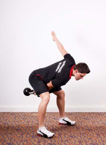 Kettlebell Swing The Kettlebell swing unitises the posterior chain including the glutes, hamstrings, erector spinae and lower abdominal muscles.