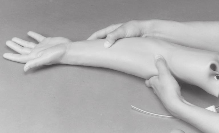 The Life/form Arterial Puncture Arm Simulator is now fully renewed and ready for use. Figure 14 d. Draw the skin snugly over the arm. (See figure 14.