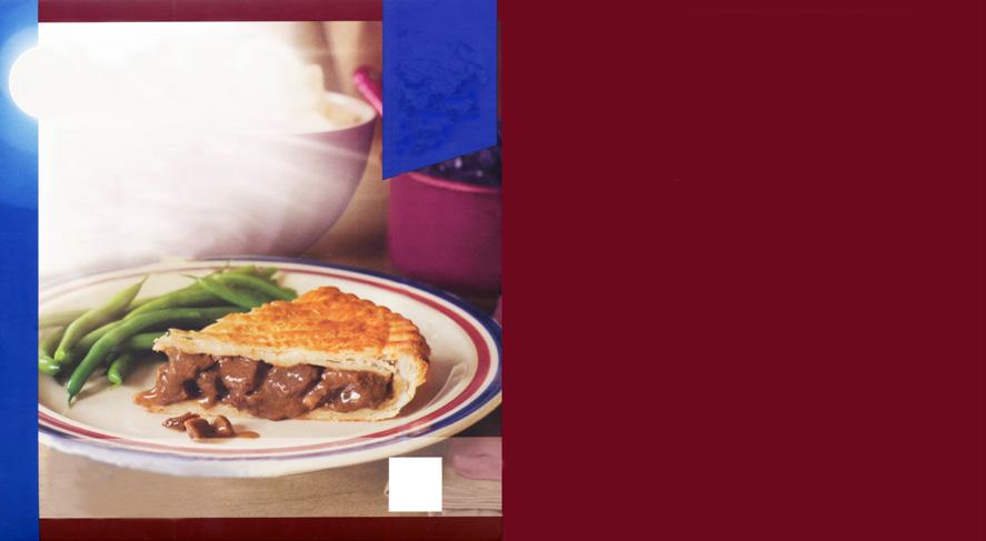 Freezable Deep Fill STEAK & KIDNEY Puff Pastry Pie ENERGY FAT SATURATES SUGARS SALT HIGH HIGH LOW MED 2191kJ 524kcal 28.2g 11.2g 2.4g 1.
