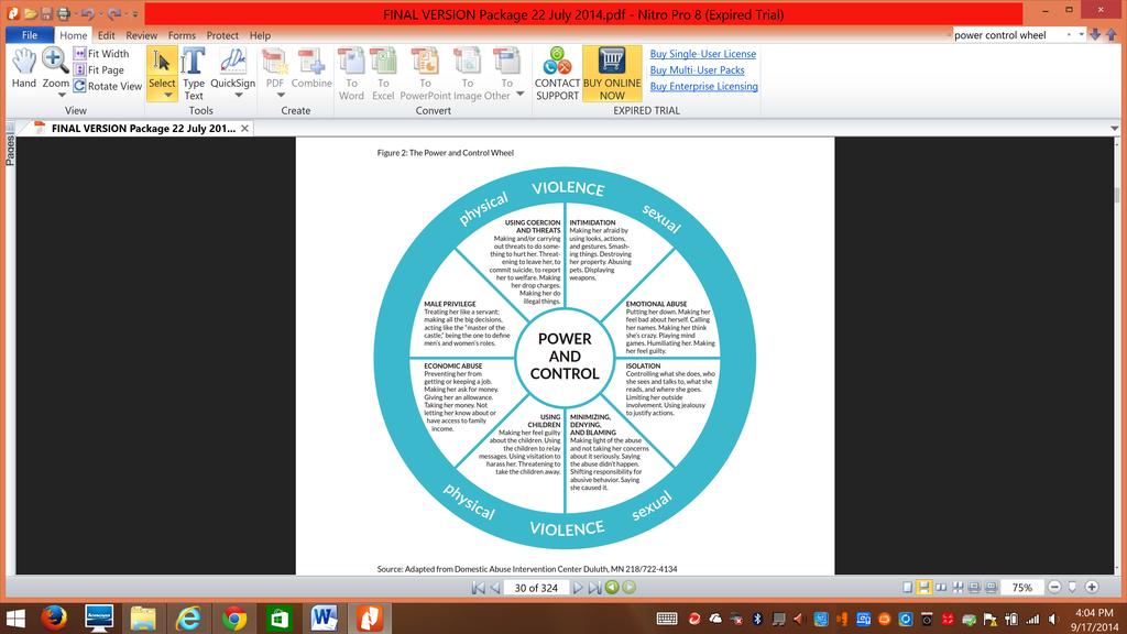 Figure 3: The Power and Control Wheel (Adapted from Domestic Abuse Intervention Center Duluth, MN 218/722-4134. http://www.ncdsv.org/images/ powercontrolwheelnoshading.pdf) 6.
