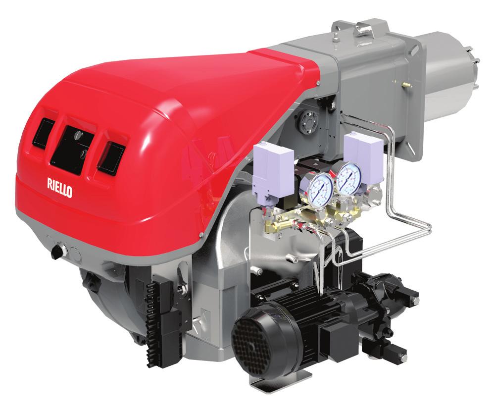 The RLS/E-EV MX series of burners covers a firing range from 350 to 2400 kw, and they have been designed for use in low or medium temperature hot water boilers, hot air or steam boilers, diathermic