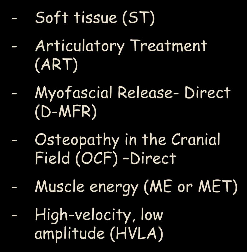 Muscle energy (ME or MET) - High-velocity, low