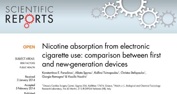 , 2014) Nicotine flux (mg/s): wattage *