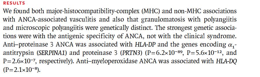 Antibodies: ANCA * Patients with ANCA PR3 are at higher risk of