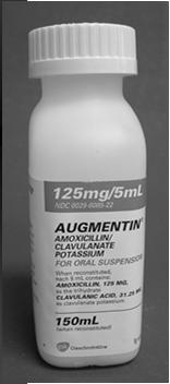 Augmentin* Formulation Amoxicillin Clavulanic Acid Tablet 250, 500, 875 mg 125 mg Chewable Tablet 200, 250, 400 mg 28.5-62.