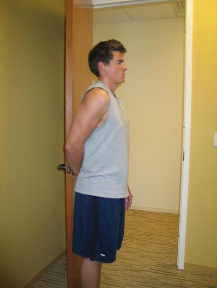 opposite side (i.e. if stretching the right shoulder turn to your left), creating a stretch in your shoulder.