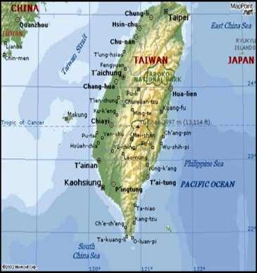 Taiwan at a Glance 23 million population Area: 36,188 km