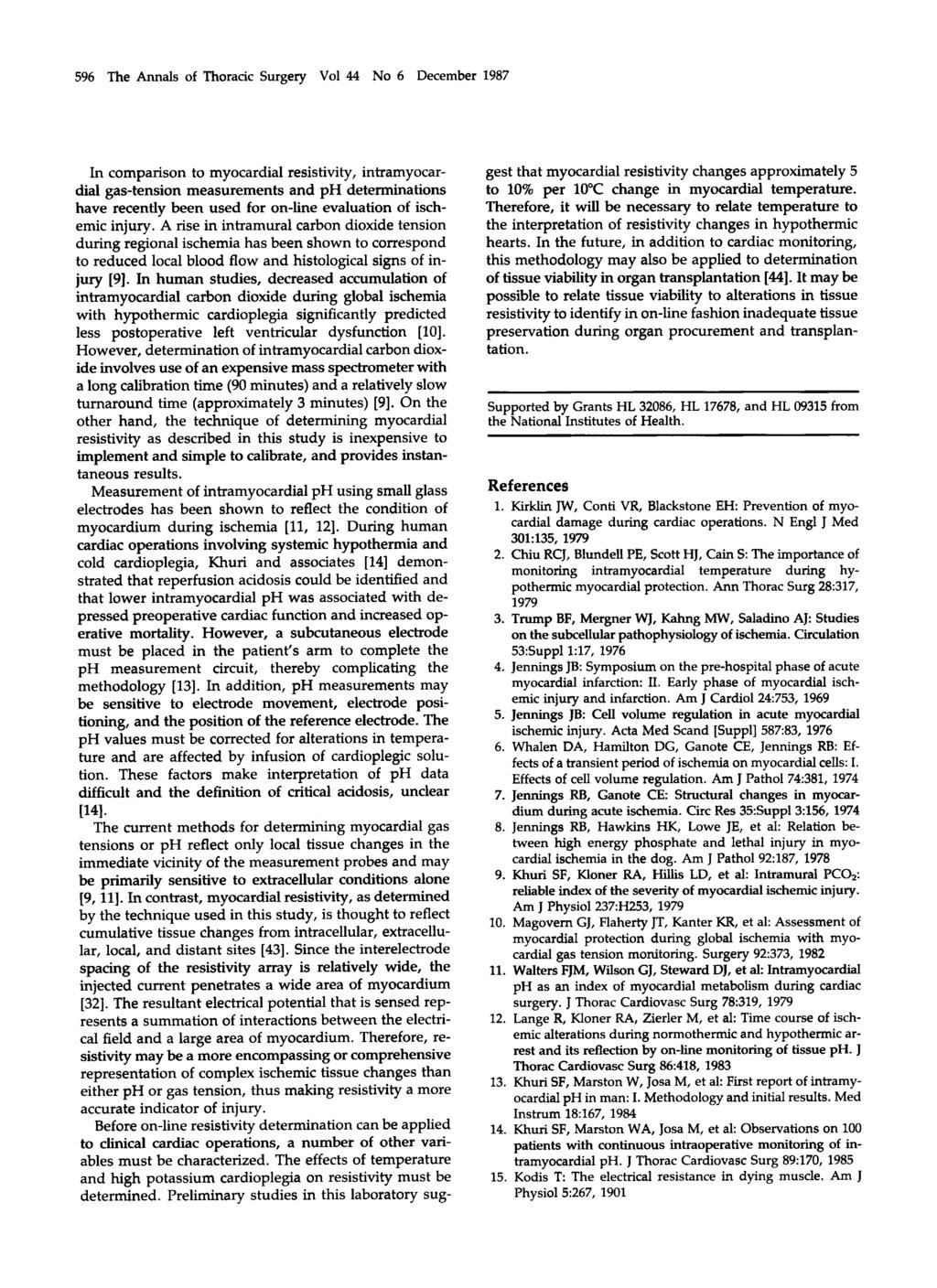 596 The Annals of Thorai Surgery Vol 44 No 6 Deember 1987 n omparison to myoardial resistivity, intramyoardial gastension measurements and ph determinations have reently been used for online