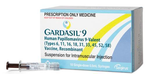 HPV9 vaccine HPV4 covers >70% of oncogenic types leading to cervical cancer - 6,11,16,18 HPV9 covers >87% of oncogenic serotypes: 6, 11,16,18 plus 31,33,45,52,58 HPV9 First