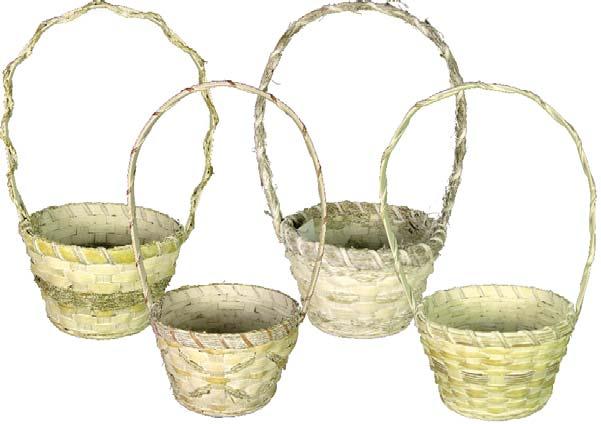 Bamboo Baskets Page 20 DB000-79001 6 White Wash Basket w/handles w/liners 120 pk, $2.60/pc, $312.00/cs DB000-79002 7 White Wash Basket w/handles w/liners 96 pk, $3.20/pc, $307.