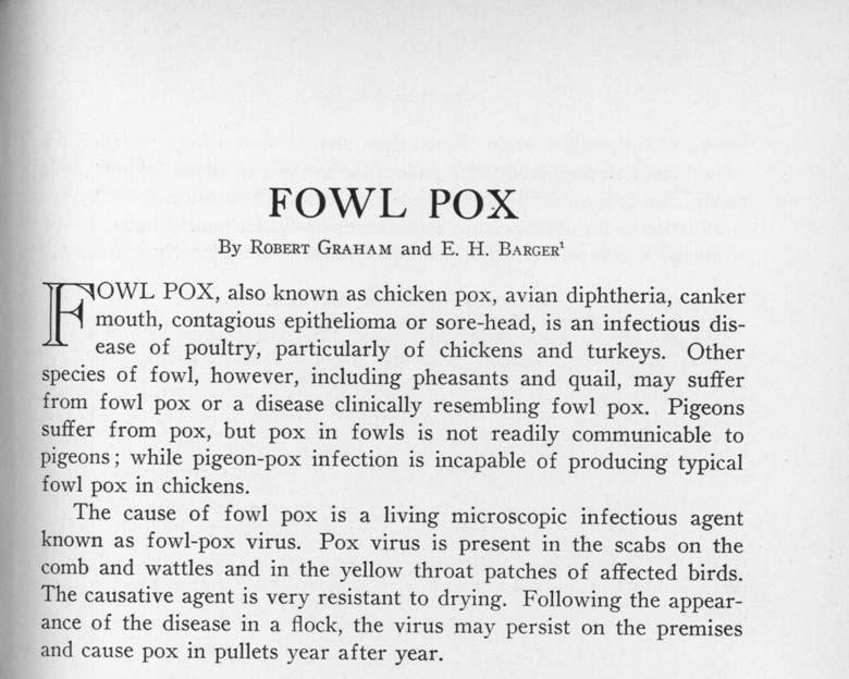 FOWL POX By ROBERT GRAHAM and E. H.