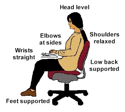 Solutions: The Chair The right size Lumbar support Proper height Armrests