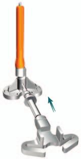 > Assemble the tibial trial construct to the Baseplate Impactor/Extractor and impact onto the Tibia.