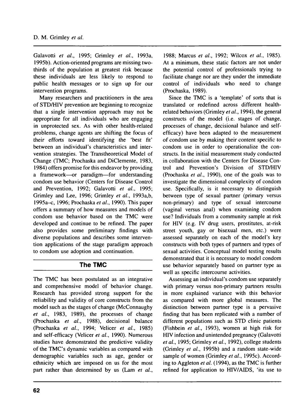 D. M. Grimley et al. Galavotti et al, 1995; Grimley et al, 1993a, 1995b).