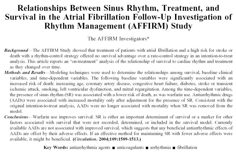 Two years later 2004 the presenceunlikely of SR but not AAD use maintainance was associated with itsr intrinsically that SR is per seis associated with aone lower risk ofand death.