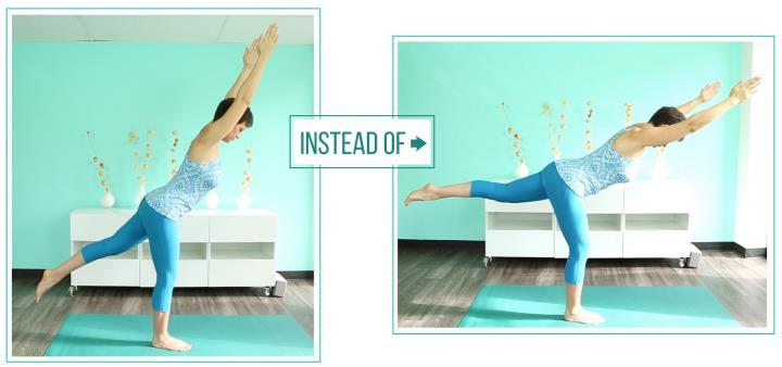 For more challenging balance poses, instead of leaning against a wall with your entire body, try putting