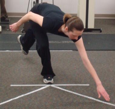 The patient maintains his/her balance, with time stopping if the stance foot shifts position, if the opposite foot touches down, or if the arms wave off the hips.