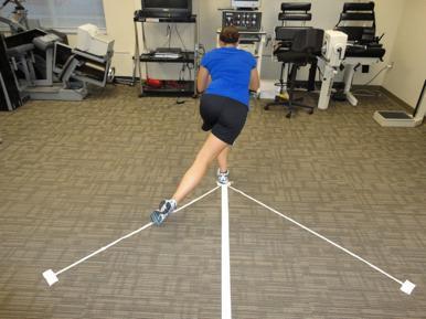 Return to Function (Level I): Muscular Strength Star Excursion Balance Test The patient stands with his/her toes at center of the Y grid taped onto the floor.