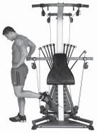 Leg Exercises Leg Kickback Hip and Knee Extension Piriformus; Gluteus Maximus Standing facing Power Rod unit Hand Grip on Arch of Foot (see Page 4) Squat Pulley Frame Standard Pulleys Lift your