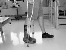 Improve core, hip and knee strength 4. Safe crutch use with full weight bearing in Walking Boot 5.