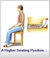 A higher seating position (over 90 degree angle at the