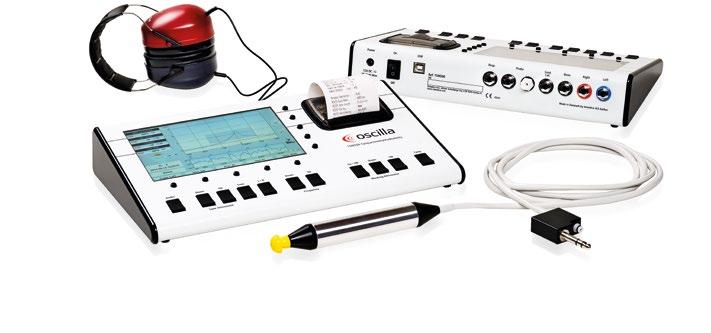 Oscilla TSM500 combined Audiometer and Tympanometer Import measurements to AudioConsole Tympanometry Air pressure: -300 to +200 dapa Ipsilateral / Contralateral reflex test: 5 frequencies: 500 Hz,