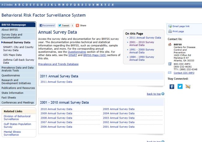 Then click on the year of survey data you are looking to maneuver to. Download both the codebook and the SAS transport dataset.